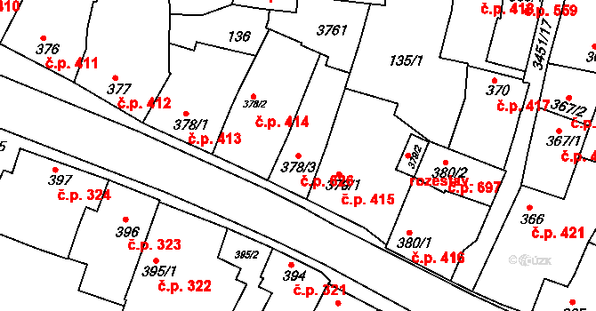 Lysá nad Labem 626 na parcele st. 378/3 v KÚ Lysá nad Labem, Katastrální mapa