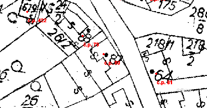 Jaroměřice 80 na parcele st. 87 v KÚ Jaroměřice, Katastrální mapa