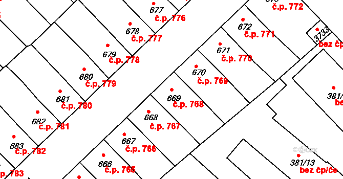 Předměstí 768, Svitavy na parcele st. 669 v KÚ Svitavy-předměstí, Katastrální mapa