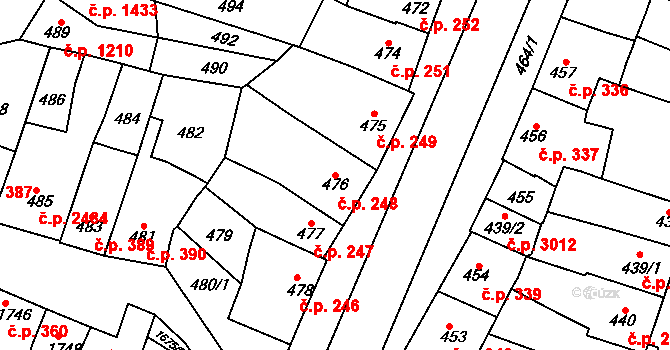 Líšeň 248, Brno na parcele st. 476 v KÚ Líšeň, Katastrální mapa