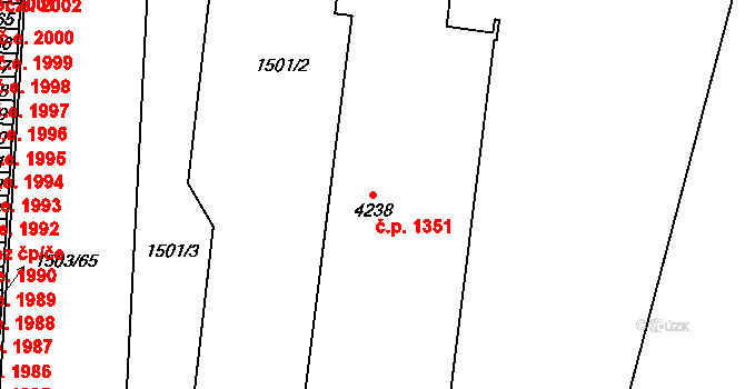 Cheb 1351 na parcele st. 4238 v KÚ Cheb, Katastrální mapa
