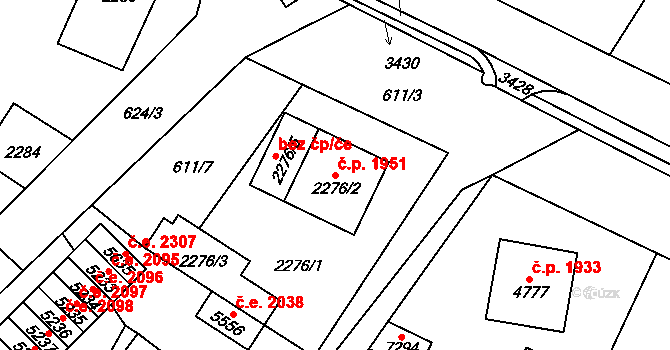 Cheb 1951 na parcele st. 2276/2 v KÚ Cheb, Katastrální mapa