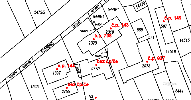 Nový Hrozenkov 708 na parcele st. 2320 v KÚ Nový Hrozenkov, Katastrální mapa