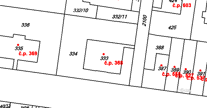 Košíře 368, Praha na parcele st. 333 v KÚ Košíře, Katastrální mapa