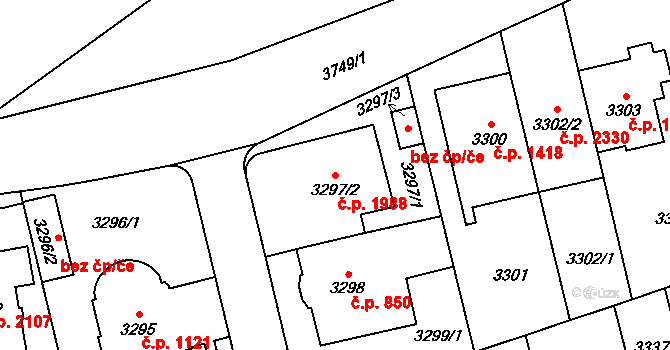 Břevnov 1988, Praha na parcele st. 3297/2 v KÚ Břevnov, Katastrální mapa