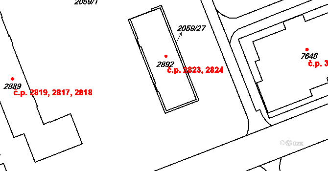 Hodonín 2823,2824 na parcele st. 2892 v KÚ Hodonín, Katastrální mapa
