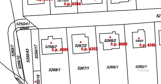 Chomutov 4302 na parcele st. 5267/2 v KÚ Chomutov I, Katastrální mapa