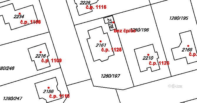 Dobřany 1125 na parcele st. 2161 v KÚ Dobřany, Katastrální mapa
