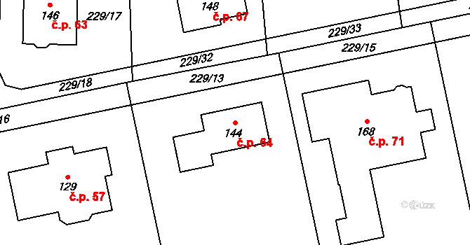Kunčí 64, Slatiňany na parcele st. 144 v KÚ Kunčí, Katastrální mapa