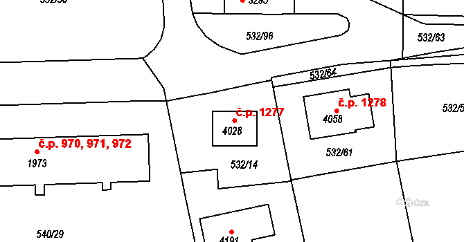 Strakonice I 1277, Strakonice na parcele st. 4028 v KÚ Strakonice, Katastrální mapa