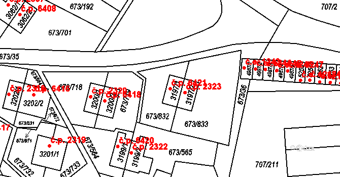 Zlín 6421 na parcele st. 3197/1 v KÚ Zlín, Katastrální mapa