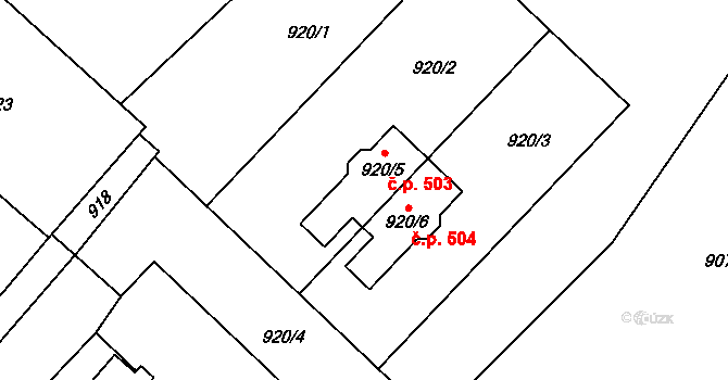 Břidličná 503 na parcele st. 920/5 v KÚ Břidličná, Katastrální mapa