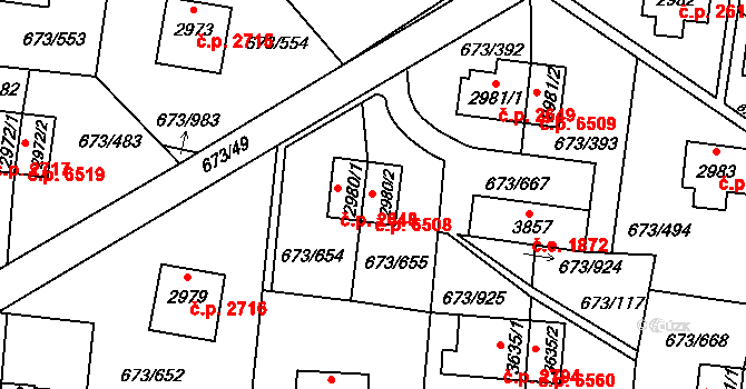 Zlín 6508 na parcele st. 2980/2 v KÚ Zlín, Katastrální mapa
