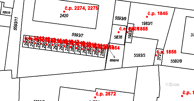Žatec 1853 na parcele st. 2894 v KÚ Žatec, Katastrální mapa