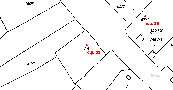 Sítiny 23, Mnichov na parcele st. 39 v KÚ Sítiny, Katastrální mapa