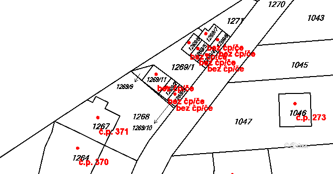 Šenov u Nového Jičína 38961300 na parcele st. 1269/2 v KÚ Šenov u Nového Jičína, Katastrální mapa