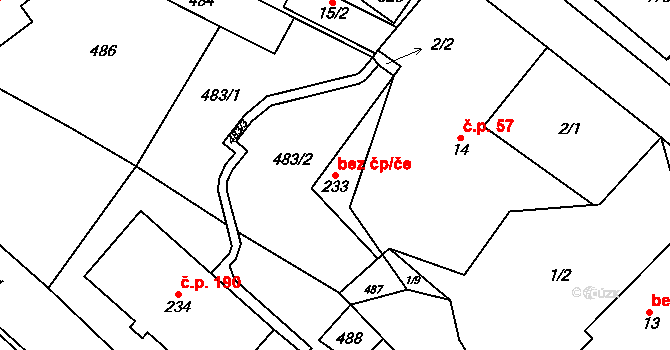 Perštejn 39111300 na parcele st. 233 v KÚ Perštejn, Katastrální mapa