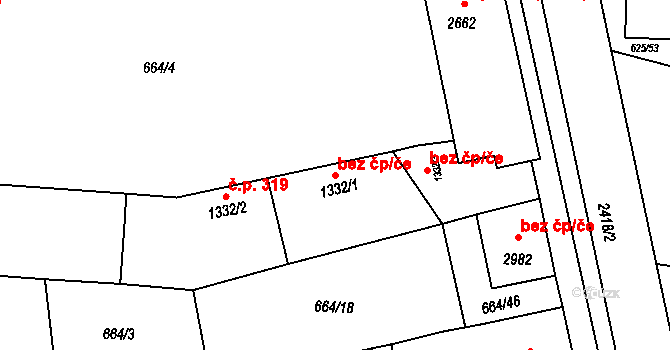 Hořice 39765300 na parcele st. 1332/1 v KÚ Hořice v Podkrkonoší, Katastrální mapa