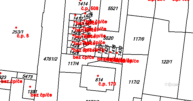 Domažlice 45174300 na parcele st. 1429 v KÚ Domažlice, Katastrální mapa