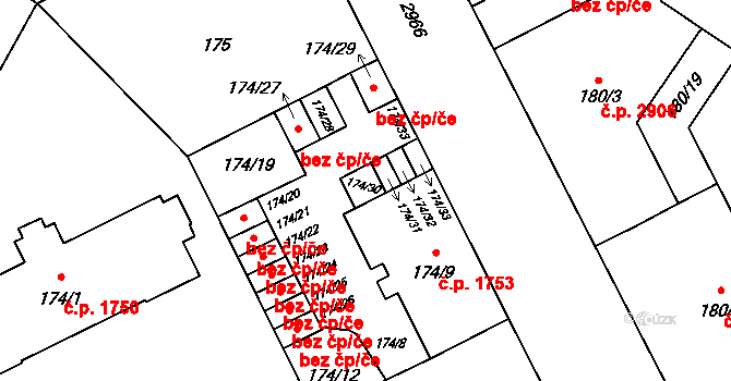 Opava 48455300 na parcele st. 174/30 v KÚ Opava-Předměstí, Katastrální mapa