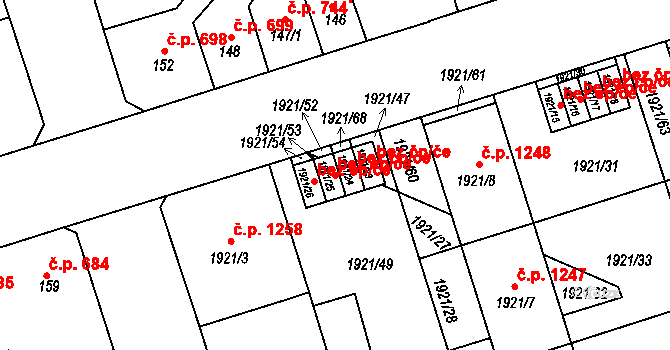 Teplice 49317300 na parcele st. 1921/25 v KÚ Teplice-Trnovany, Katastrální mapa