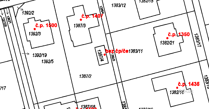 Opava 49398300 na parcele st. 1387/4 v KÚ Kylešovice, Katastrální mapa