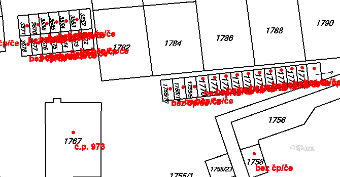 Břeclav 49792300 na parcele st. 1755/10 v KÚ Poštorná, Katastrální mapa