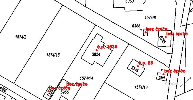 Beroun-Město 1636, Beroun na parcele st. 5954 v KÚ Beroun, Katastrální mapa
