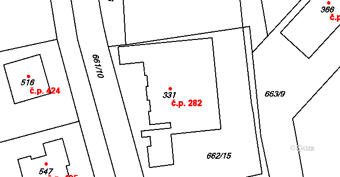 Řečany nad Labem 282 na parcele st. 331 v KÚ Řečany nad Labem, Katastrální mapa