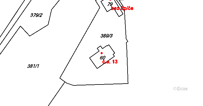 Zábrdí 13 na parcele st. 60 v KÚ Zábrdí u Lažišť, Katastrální mapa