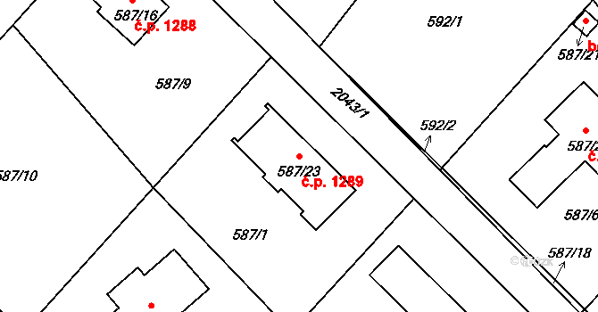Liberec XIV-Ruprechtice 1289, Liberec na parcele st. 587/23 v KÚ Ruprechtice, Katastrální mapa