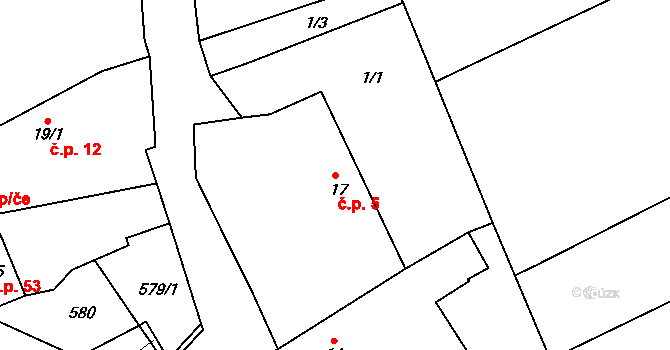 Kobylí Hlava 5, Golčův Jeníkov na parcele st. 17 v KÚ Kobylí Hlava, Katastrální mapa