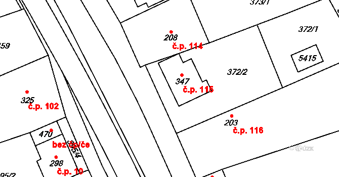 Kurdějov 115 na parcele st. 347 v KÚ Kurdějov, Katastrální mapa