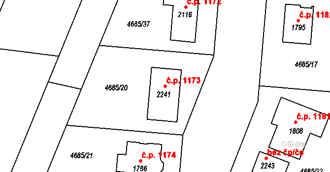 Hrušovany nad Jevišovkou 1173 na parcele st. 2241 v KÚ Hrušovany nad Jevišovkou, Katastrální mapa