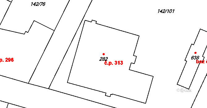 Chotěšov 313 na parcele st. 282 v KÚ Chotěšov, Katastrální mapa