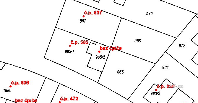 Bystřice nad Pernštejnem 106233301 na parcele st. 965/2 v KÚ Bystřice nad Pernštejnem, Katastrální mapa