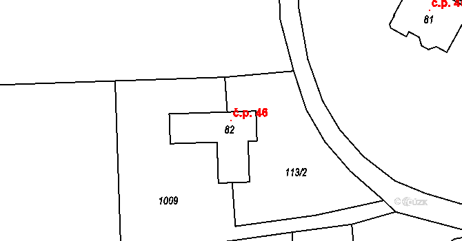 Džbánov 46, Voděrady na parcele st. 82 v KÚ Džbánov u Litomyšle, Katastrální mapa