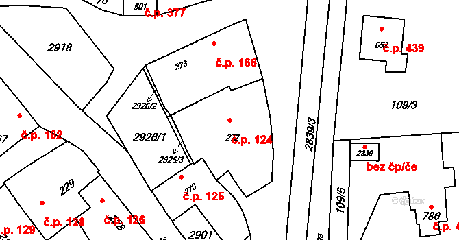 Hranice IV-Drahotuše 124, Hranice na parcele st. 272 v KÚ Drahotuše, Katastrální mapa
