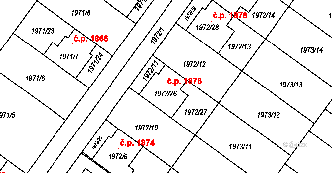 Holešov 1876 na parcele st. 1972/26 v KÚ Holešov, Katastrální mapa