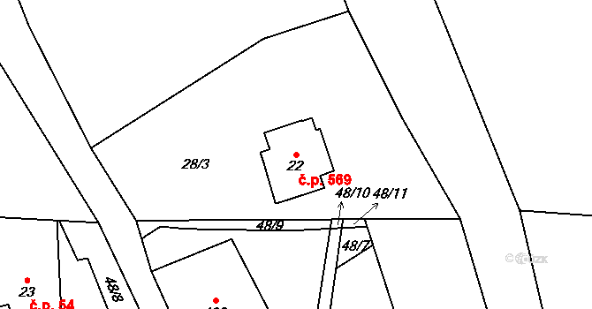 Janov nad Nisou 569 na parcele st. 22 v KÚ Janov nad Nisou, Katastrální mapa