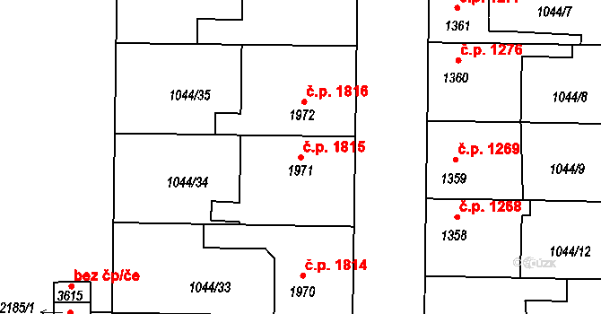 Nymburk 1815 na parcele st. 1971 v KÚ Nymburk, Katastrální mapa