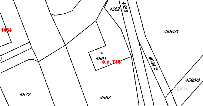 Bystřice 718 na parcele st. 4561 v KÚ Bystřice nad Olší, Katastrální mapa