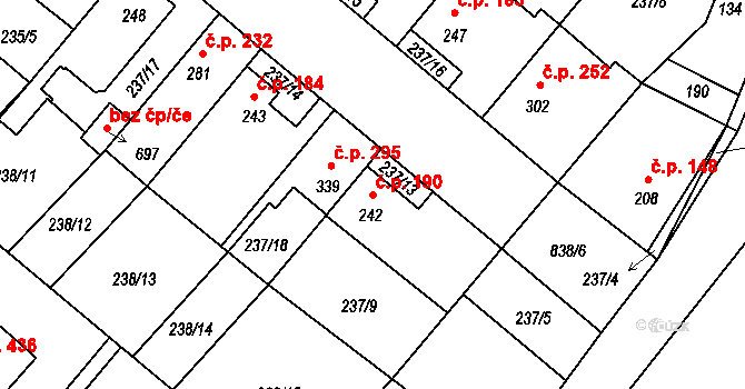 Lázně Toušeň 190, Katastrální mapa
