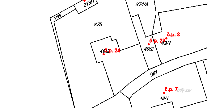 Tisová 24, Bohutín na parcele st. 48/2 v KÚ Tisová u Bohutína, Katastrální mapa
