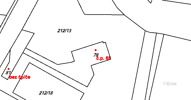 Obora 65, Doksy na parcele st. 79 v KÚ Obora v Podbezdězí, Katastrální mapa
