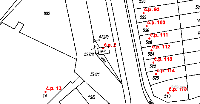 Kobylnice 2 na parcele st. 527/1 v KÚ Kobylnice u Brna, Katastrální mapa