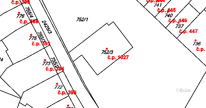 Svatobořice 1027, Svatobořice-Mistřín na parcele st. 752/3 v KÚ Svatobořice, Katastrální mapa