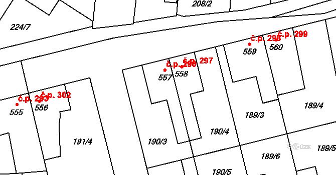 Humny 296, Pchery na parcele st. 557 v KÚ Pchery, Katastrální mapa