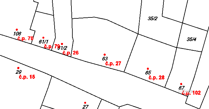 Zdislavice 27, Troubky-Zdislavice na parcele st. 63 v KÚ Zdislavice, Katastrální mapa