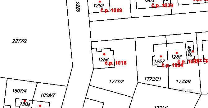 Šumperk 1015 na parcele st. 1256 v KÚ Šumperk, Katastrální mapa